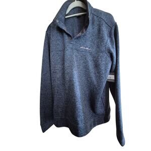 Pullover‎ Fleece Shirt Mens Size Large Eddie Bauer Blue Winter Wear Logo New